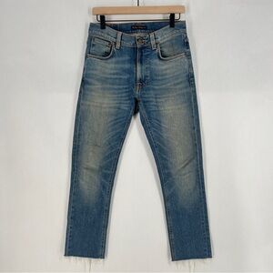 Nudie Jeans Lean Dean Indigo Spirit Stretch Denim Skinny Cutoff Crop Jean 29